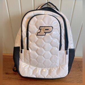 Purdue White and Black Puffer Backpack
